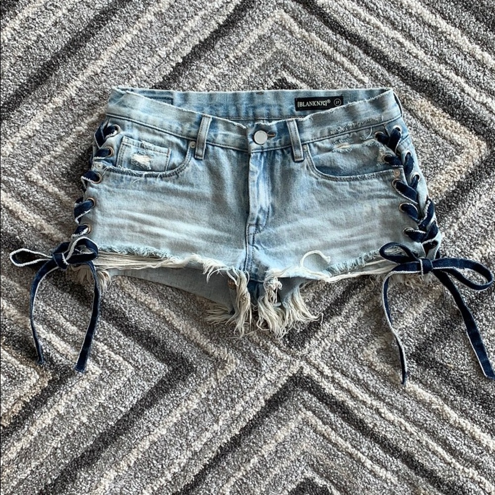 Blank NYC denim shorts lace up sides